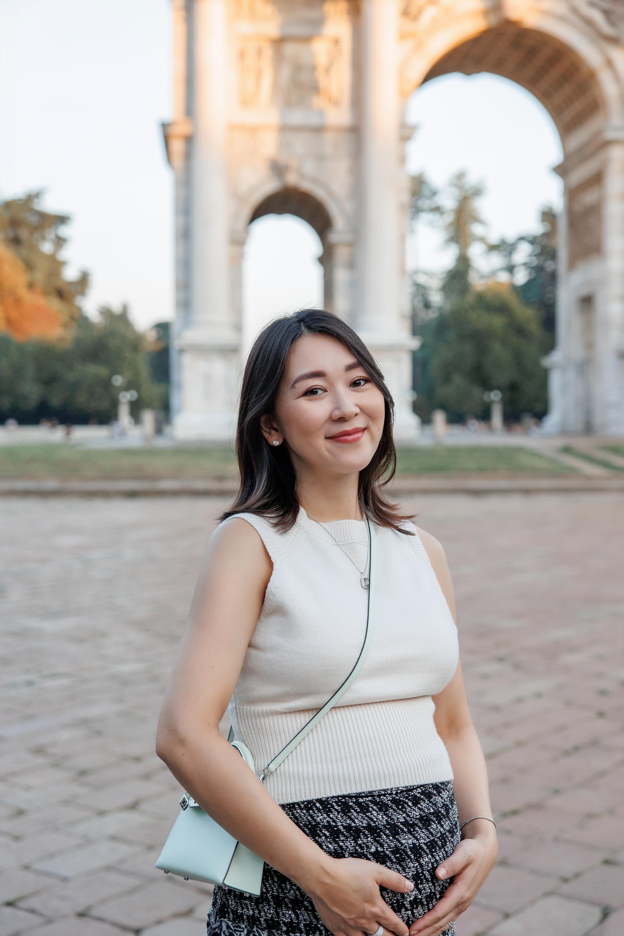 A joyful couple session among Milan's iconic landmarks, celebrating love and new beginnings.